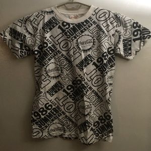 Coca Cola Mens 1986 Summer In The City T Shirt Single Stitch White And Black